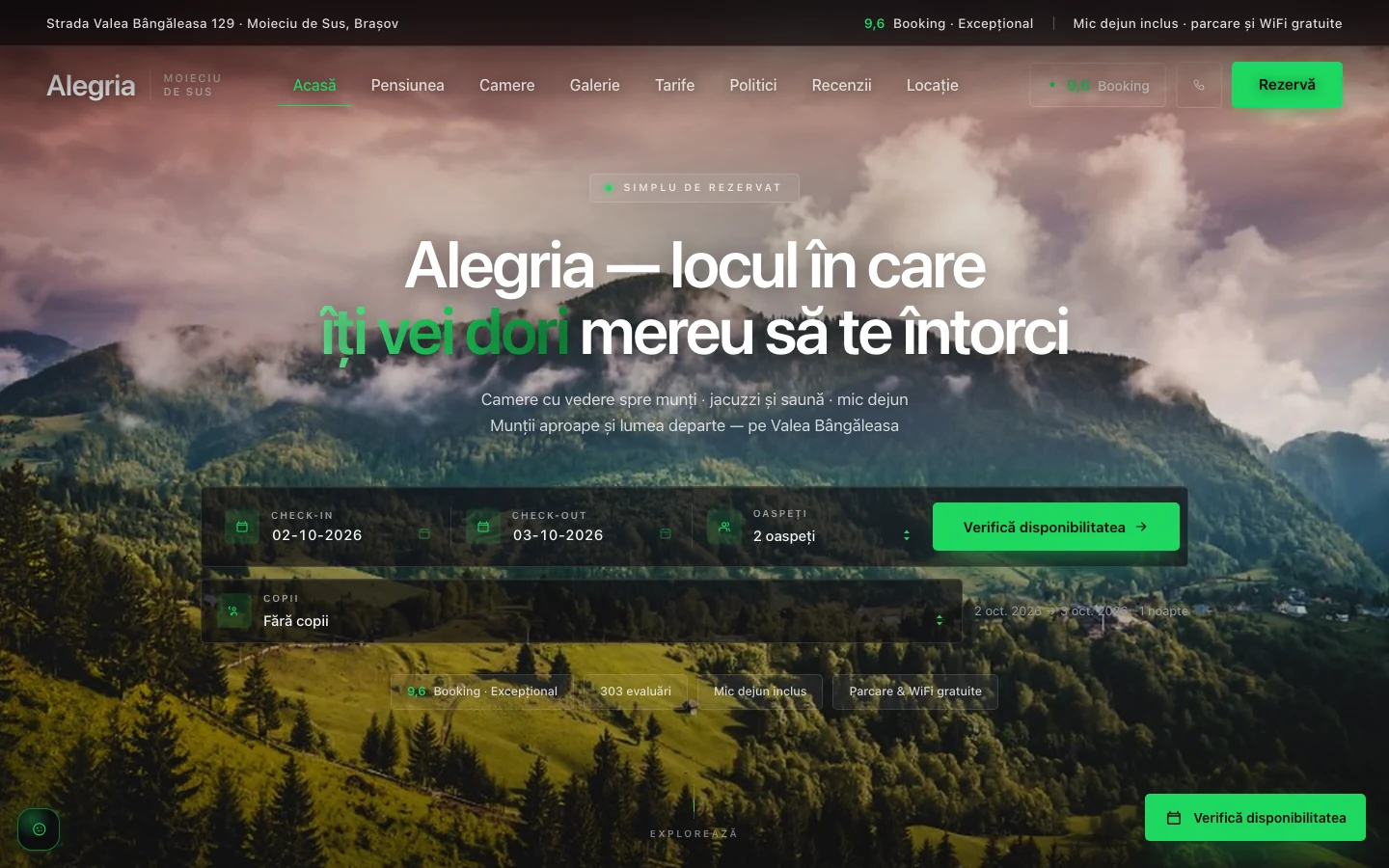 Pensiunea Alegria Moieciu — Cazare / Hospitality