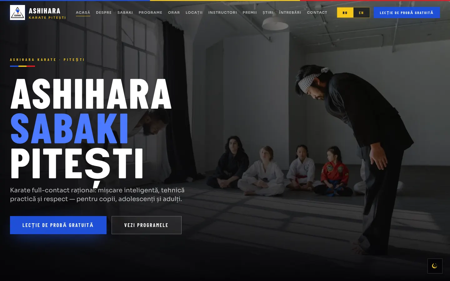 Ashihara Karate — Website școală de arte marțiale — programe, antrenamente, înscrieri