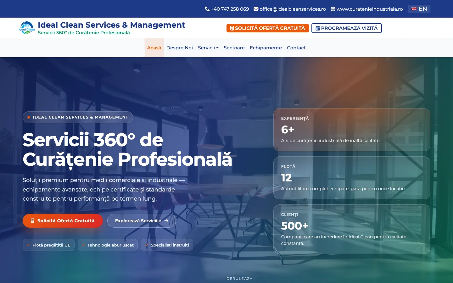 Ideal Clean — Website servicii curățenie — birouri, industrial, comercial București