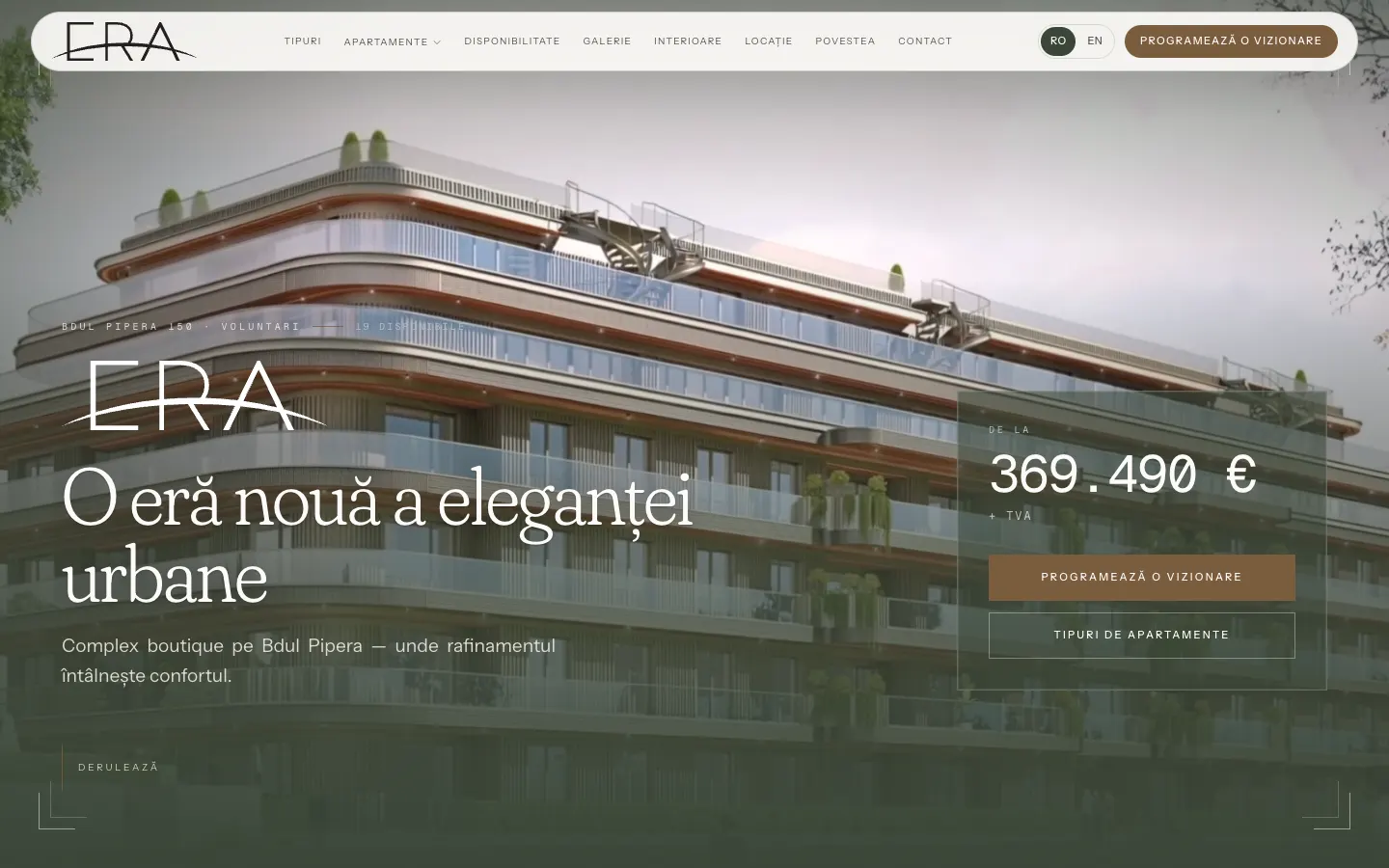 ERA Pipera 150 — Website ansamblu rezidențial — locație, tipologii, prezentare