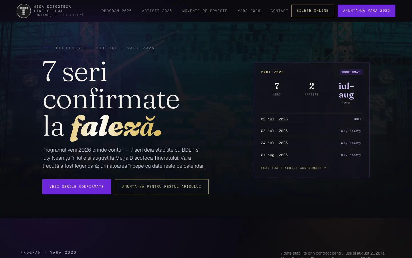 Mega Discoteça Tineretului — Website club de noapte — evenimente, atmosferă, rezervări